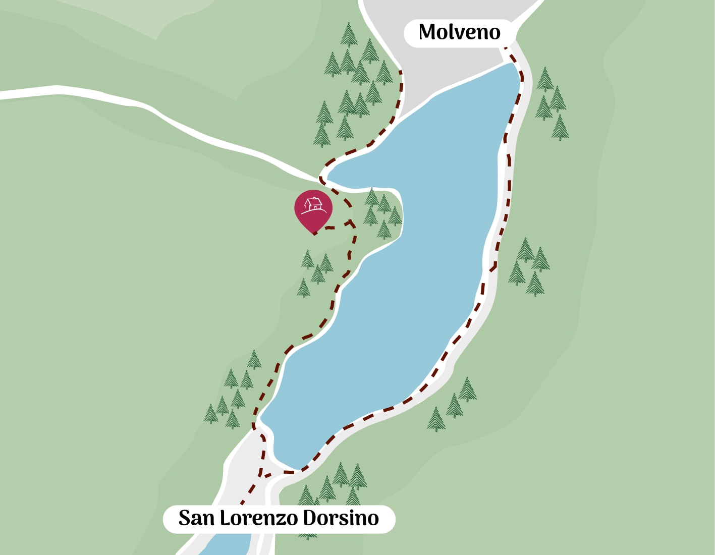 Mappa illustrata del territorio con la posizione dello chalet